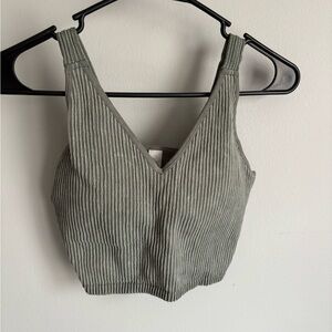 90 Degree By Reflex Ribbed Olive Crop Top